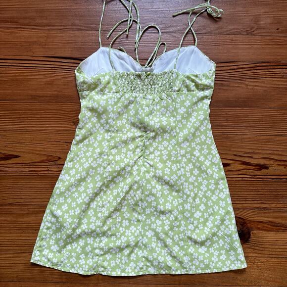 Princess Polly pastel green floral tie strap structured sun dress SIZE 8 - Picture 5 of 5